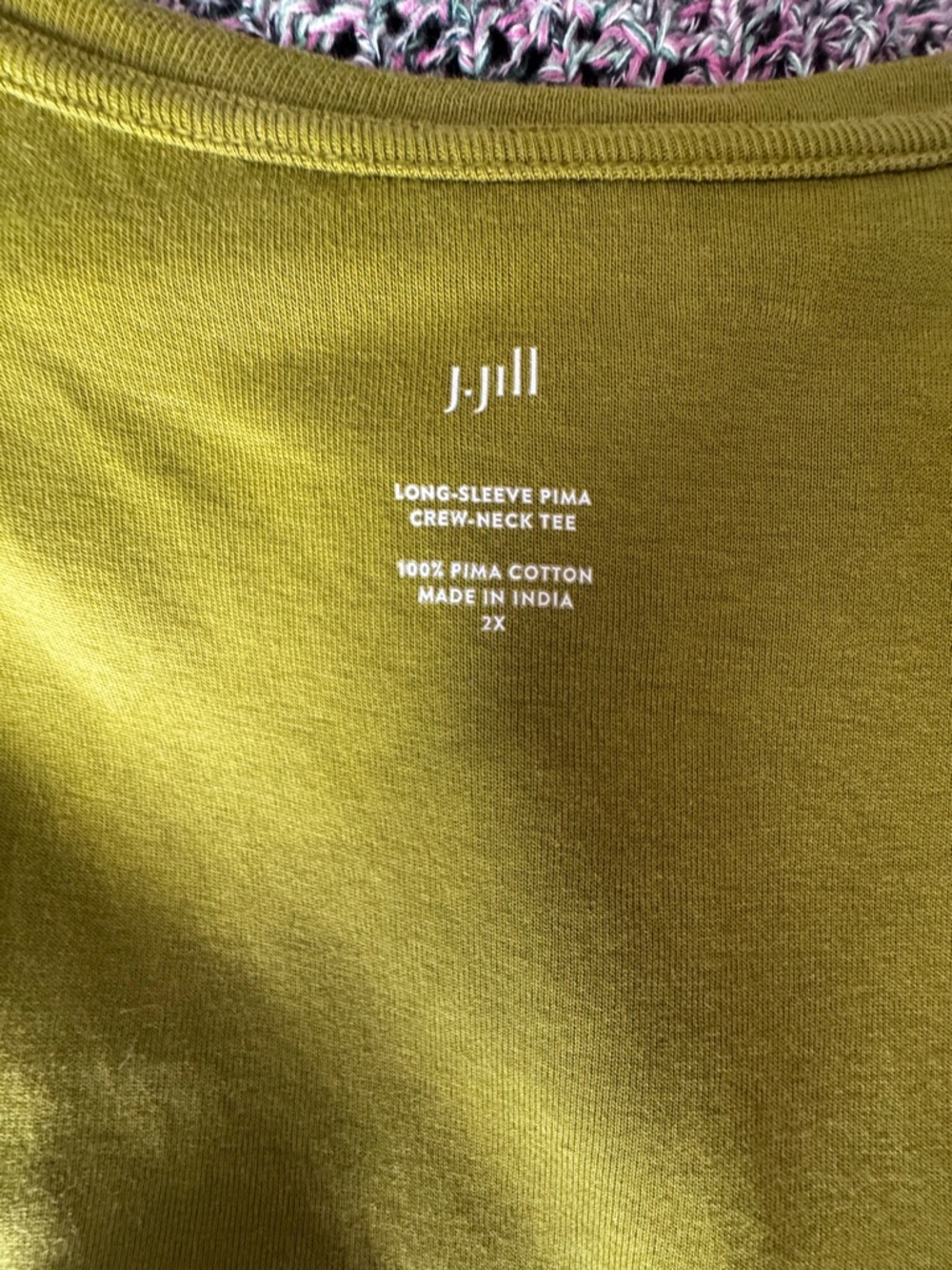 J.Jill Long-Sleeve Pima Crew-Neck Tee in Olive Green